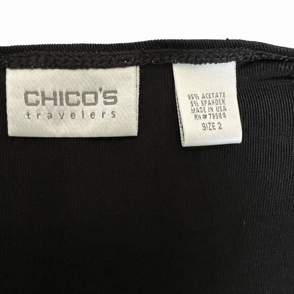 Chicos Travelers Cardigan Sweater Size 2 Large Slinky Knit Tie Front Y2K Classic - Picture 5 of 11